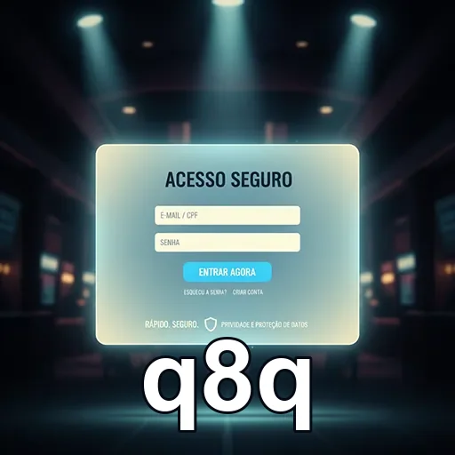 Tela de login segura na plataforma q8q com campos claros.