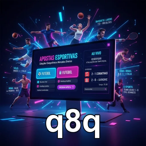 Tela de apostas esportivas no q8q, destacando futebol e estatísticas.