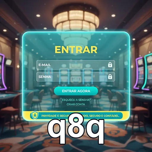 Tela de login da q8q com campos para e-mail e senha.