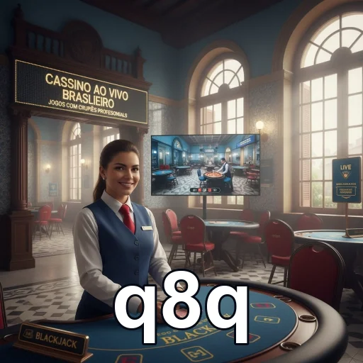 Atendente no cassino q8q com jogos ao vivo em destaque.