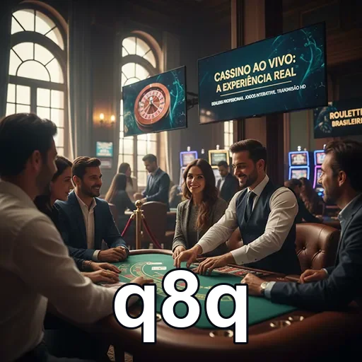 Jogadores interagindo em cassino ao vivo no q8q.
