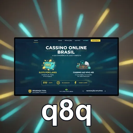 Tela do site q8q com destaque para cassinos online e slots.