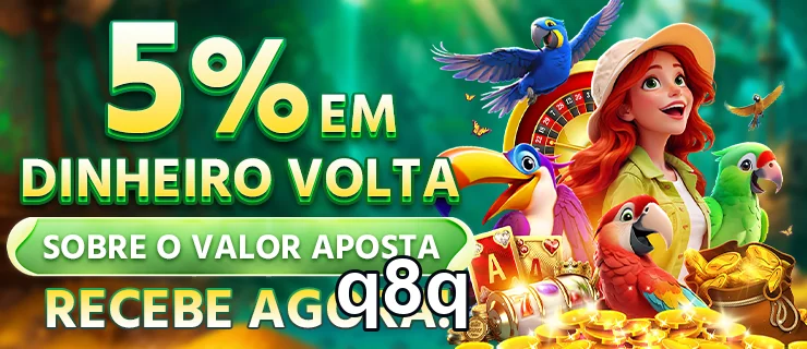 Imagem do aplicativo q8q destacando 5% de devolução em apostas.