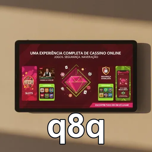 Aplicativo do cassino q8q com jogos e segurança em destaque.