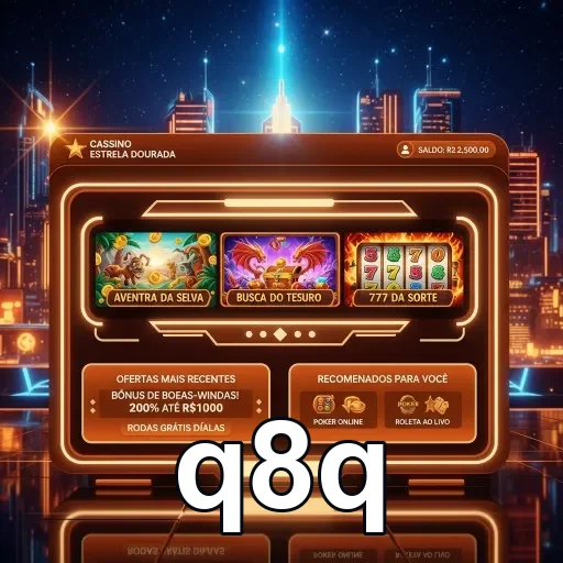 Tela do site q8q mostrando jogos e saldo do jogador.