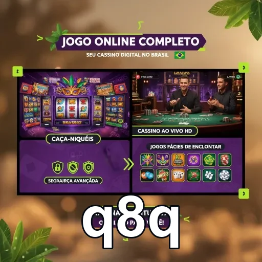 Interface do aplicativo q8q com jogos e apostas em destaque.