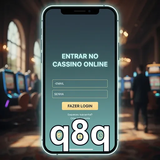 Tela de login do q8q com campos para email e senha.