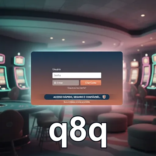 Tela de login do q8q em um ambiente de cassino.