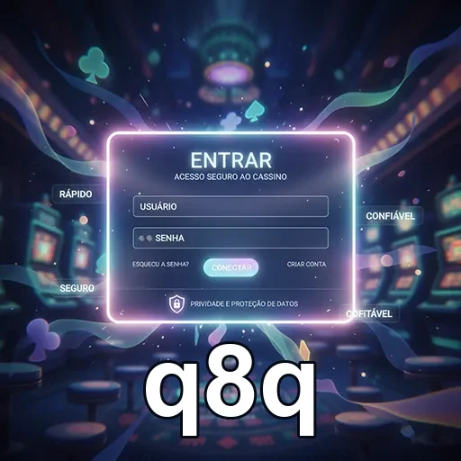 Tela de login da q8q com opções de acesso rápido e seguro.
