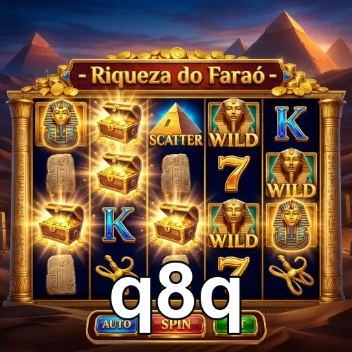 Slot 'Riqueza do Faraó' no aplicativo q8q com fácil acesso.