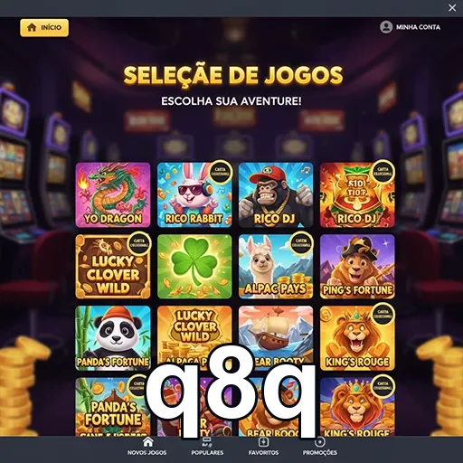Tela do aplicativo q8q com seleção de jogos disponíveis.